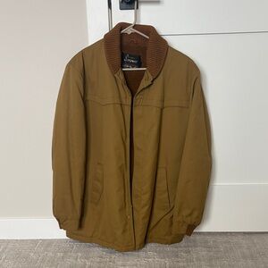 Vintage Sears Men's Tan Jacket with Ribbed Collar